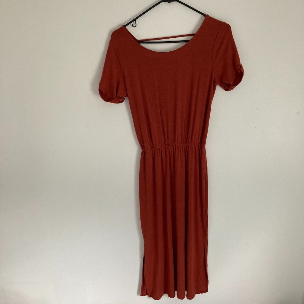 Midi Sun Dress with Crew Neck and V-back, Size: XS - Picture 2 of 3